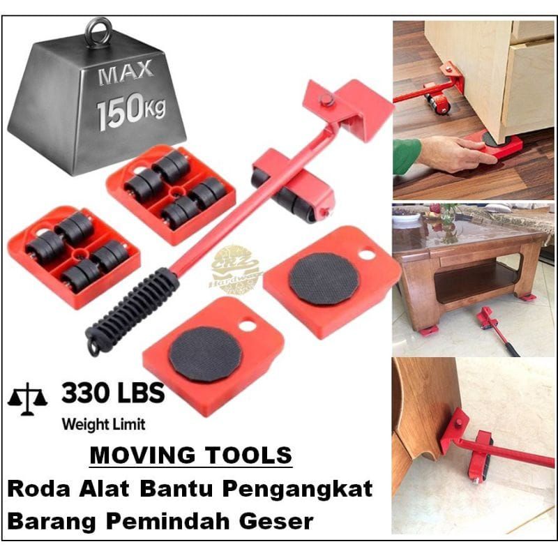 Medan Termurah set 5in1 roda 4 sisi alat bantu pindah barang penggeser furniture moving wheel