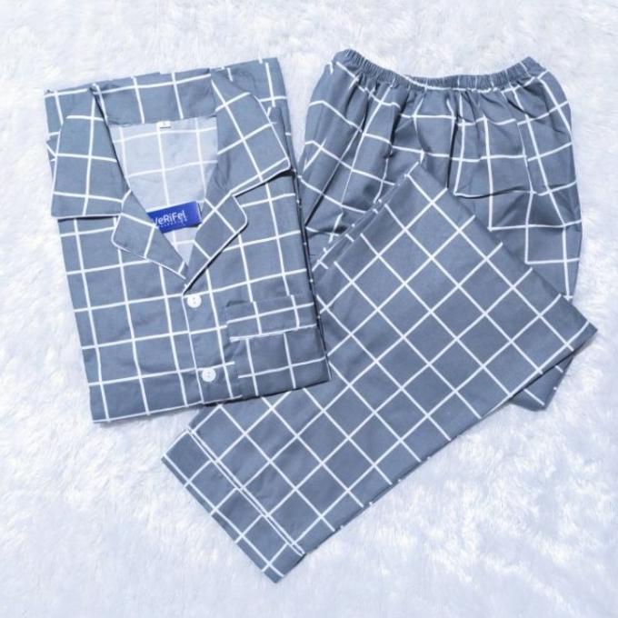 STELAN SET PIYAMA TIDUR KOTAK REMAJA TANGGUNG DEWASA PRIA WANITA JUMBO