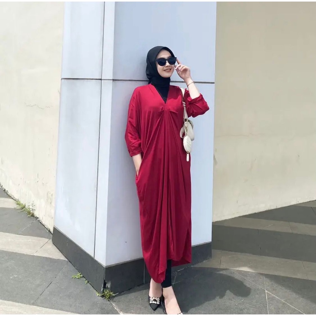 LUNA KAFTAN CRINKLE AIRFLOW ALMER KAFTAN DRESS GAMIS TERBARU 2023 GAMIS LEBARAN WANITA