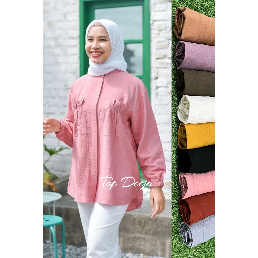 BLOUS WANITA POLO LINEN/BLUS POLO LINEN WANITA