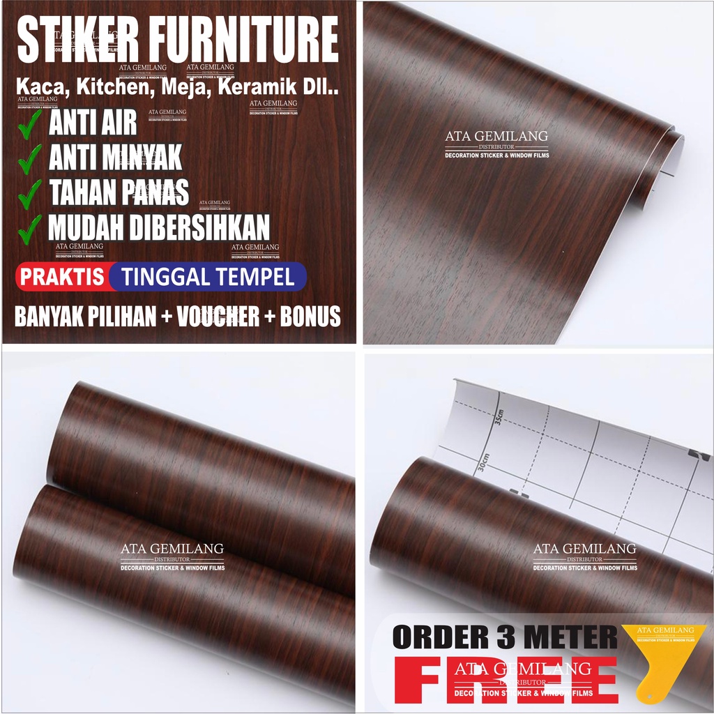 Stiker Serat Kayu Furniture Untuk Dinding,Lantai,Meja,Kursi/Wallpaper Motif Kayu/Sticker Dinding/Sti