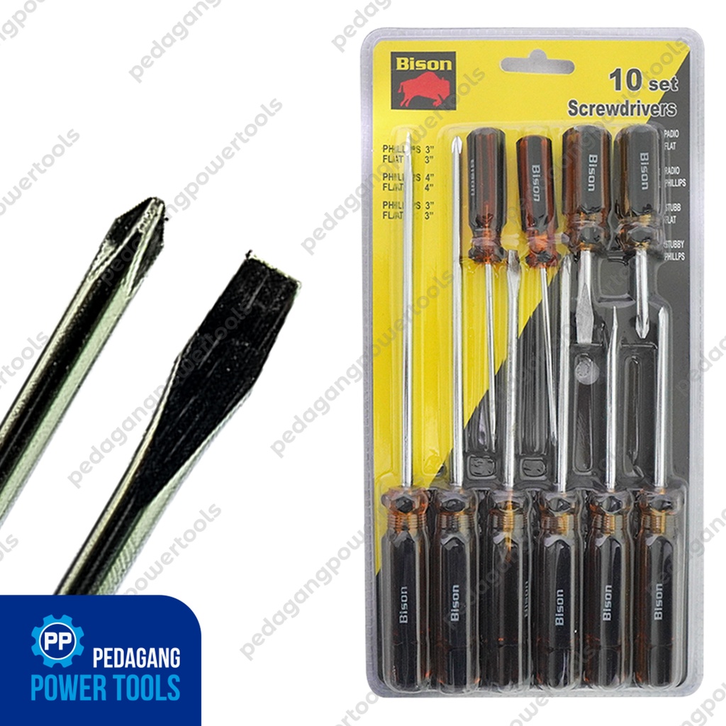 OBENG SET 10 PCS BISON PLUS MINUS TOOL KIT BUKAN TOOL SET OBENG