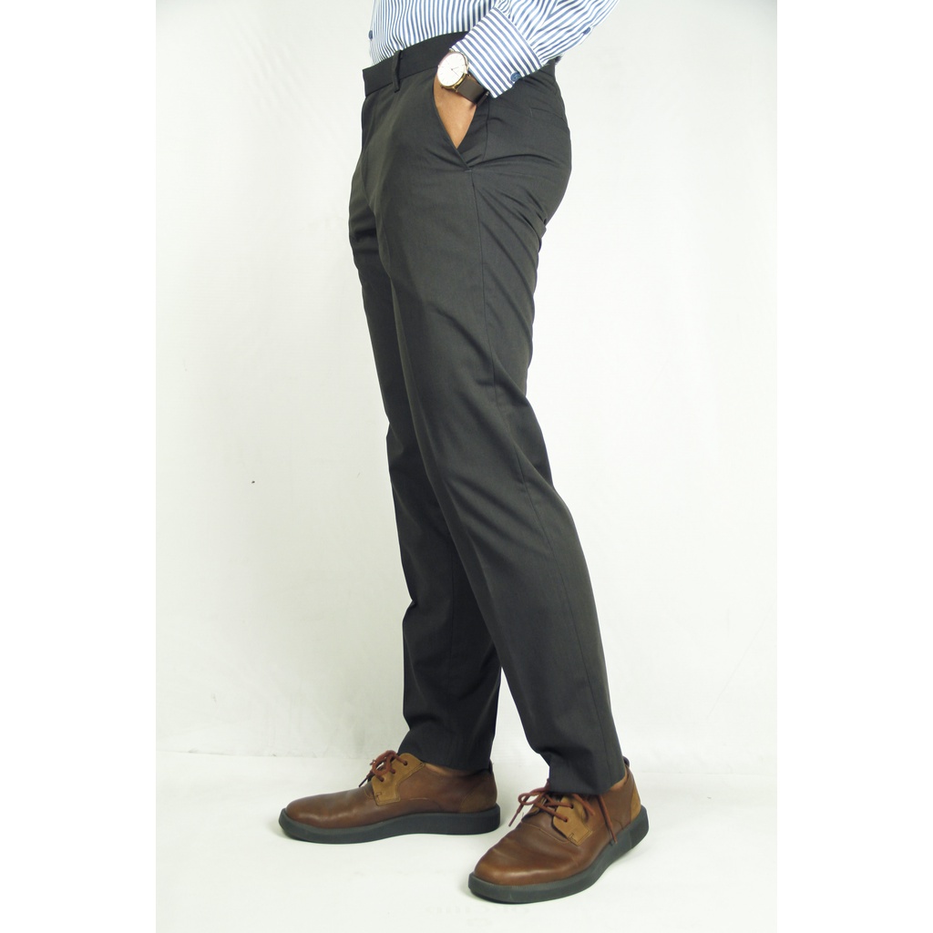 [COD] Celana Kerja Pria Formal STANLEY ADAMS Abu Gelap Berserat Slim Fit | Bahan Halus PR-08 | 100% Orignal Brand