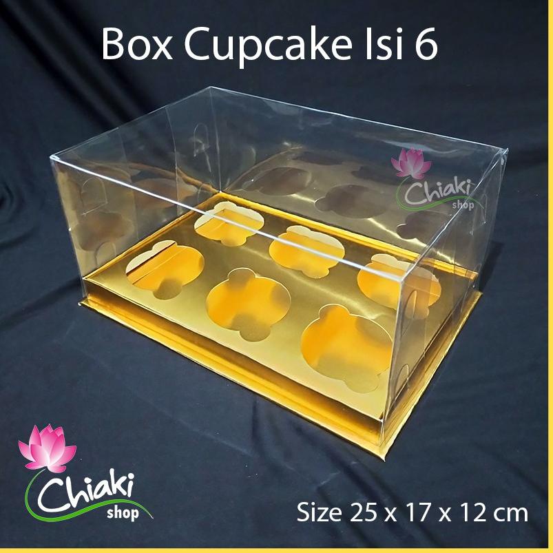 

TREND B23 Box Cupcake isi 6 GOLD 25x17x12 cm Kotak Mika Donat Dus Kue Kardus Emas Muffin Cake Pudding Karton ✧