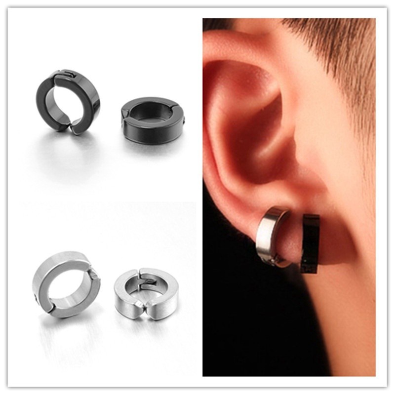 1pasang Pria Wanita Kepribadian Gaya Punk Non-Piercing Stainless Steel Telinga Tulang Klip Hoop Earrings Jewelry