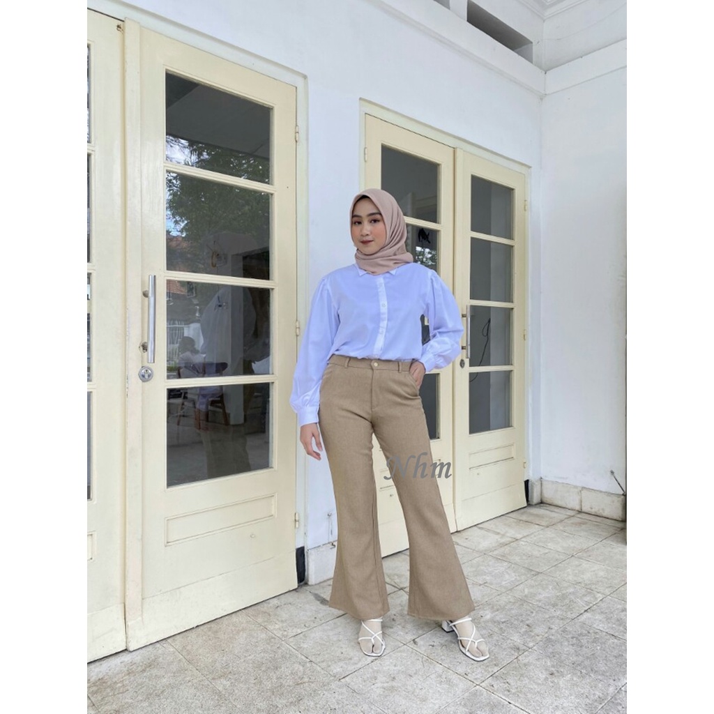 NHM Celana Kerja Cutbray Celana Bahan Celana Panjang Wanita Terbaru Celana Kantor Formal Jumbo BigSize