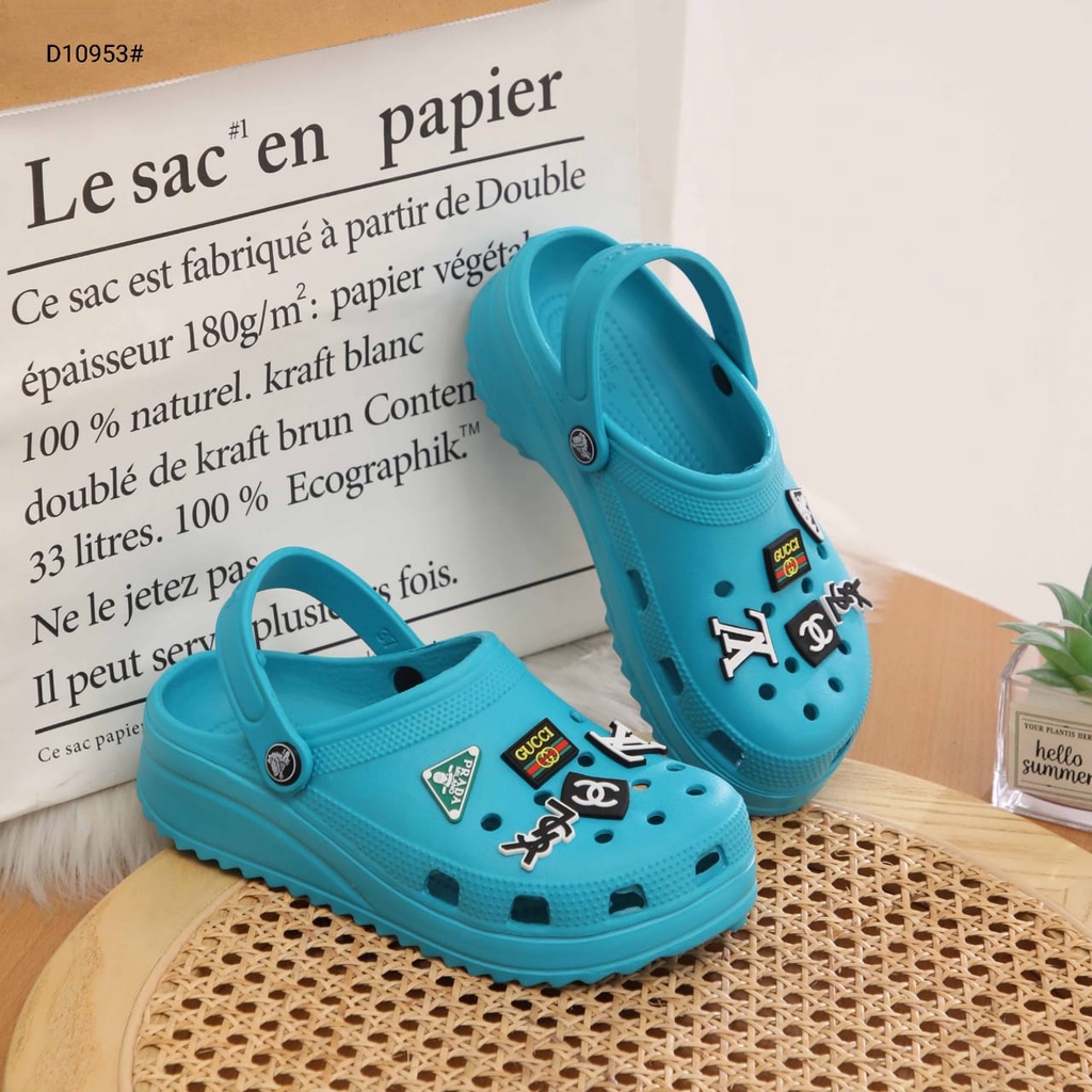 Fashion Crocs Classic Bae Clog Stud Logo For Women Slip Sandals  D10953