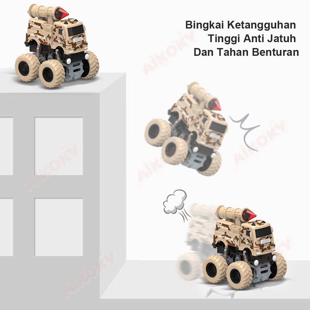 Aikoky Mainan Mobil Mobilan Offroad Anak Penggerak Empat Roda Inersia Rekayasa Tim Sanitasi Kebakaran Militer