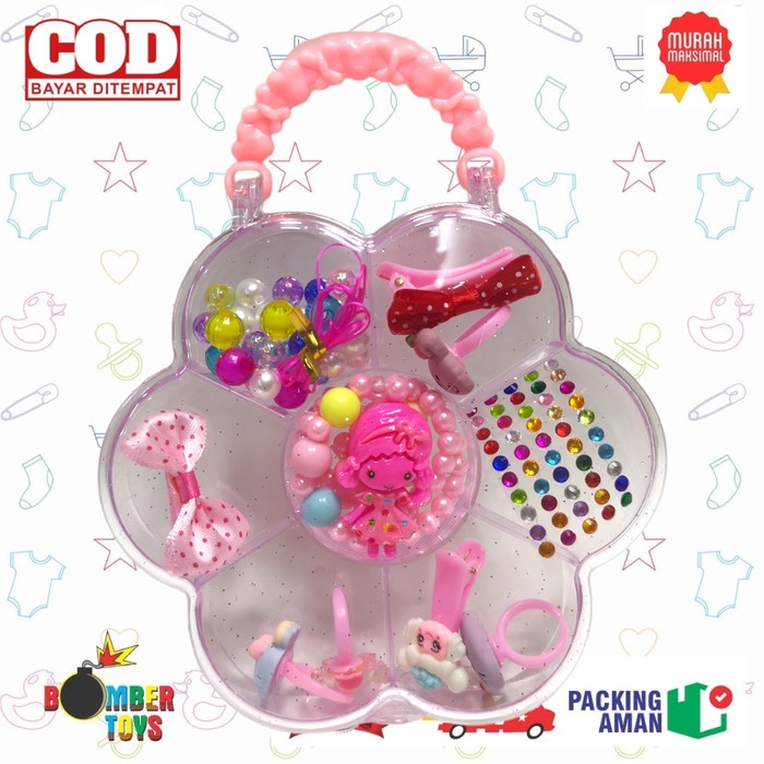 MAINAN ANAK PEREMPUAN AKSESORIS RAMBUT BAG KADO TAS SALON MUTE MAKEUP BEADS JEWERLY TAS DIAMOND