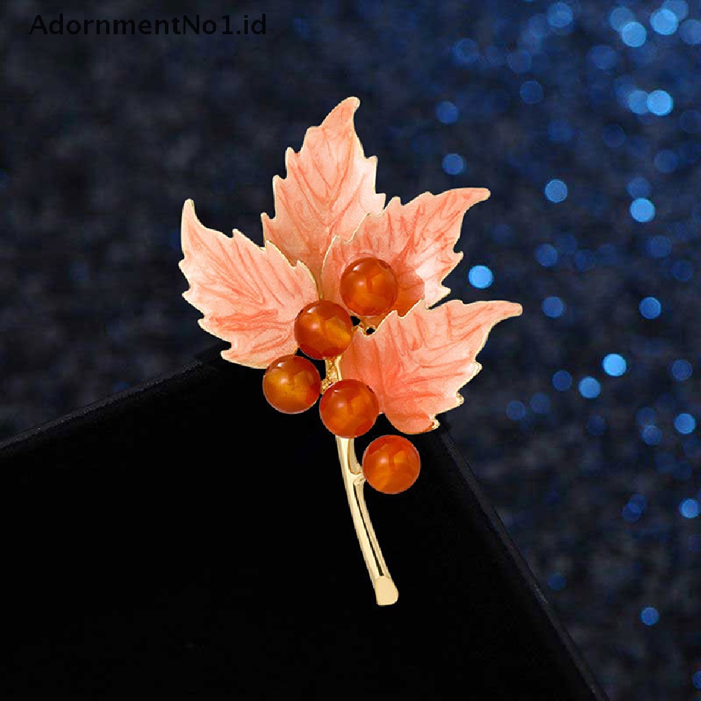 [AdornmentNo1] Bros Daun Maple Mutiara Vintage Untuk Wanita Overcoat Jewelry Pin Aksesoris Pesta [ID]