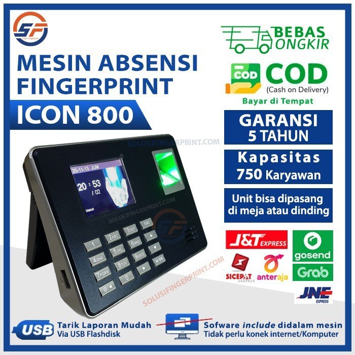 

[[JNT COD]] Fingerprint ICON 800 Mesin Absensi PIN Sidik Jari Standalone