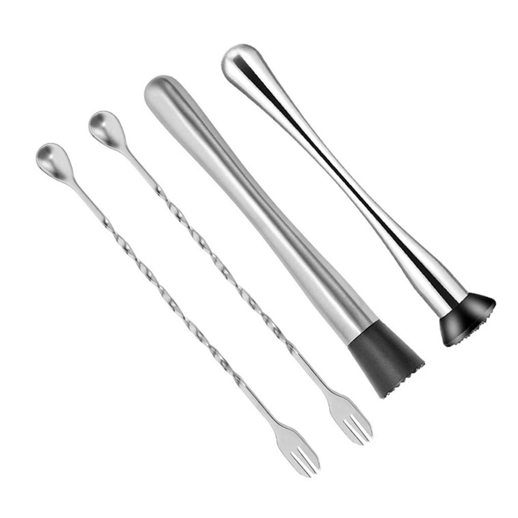 Elroy 4pcs Sendok Pengaduk Stainless Wine Muddlers Pembuat Minuman Stirring Set Untuk Bar Coffee Shop