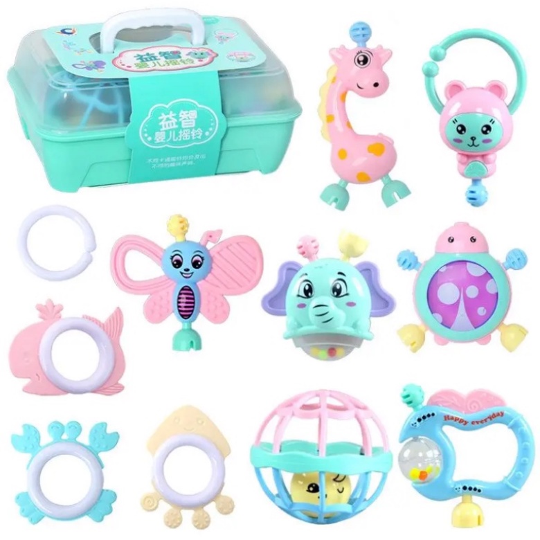 11 Pcs/set Teether bayi gigitan bayi bpa free Mainan Kerincingan Bayi 0-12 Bulan Pendidikan Awal Teether Bayi Set Rattle Bayi Musik