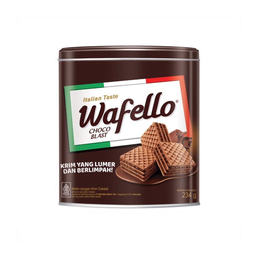 WAFER COKLAT WAFELLO CHOCO BLAST 234GR KALENG