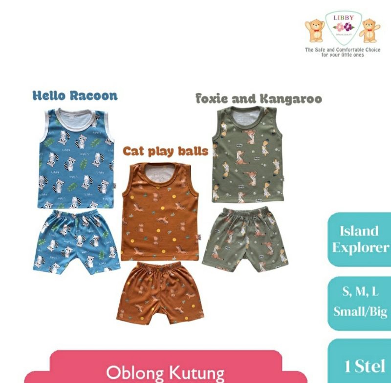 Setelan Kutung Libby Tanpa Lengan Motif Boy Girl Unisex