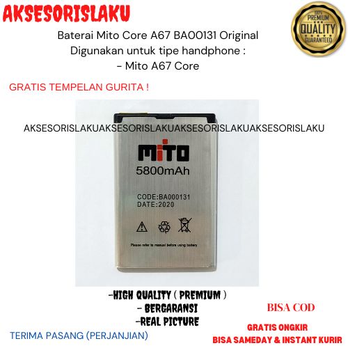 Baterai Mito Core A67 BA00131 Original Batre BatraiHp