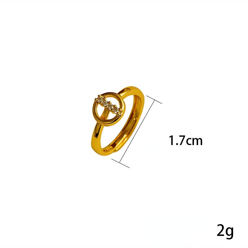 Goldkingdom Fashion Perhiasan 24 K Bangkok Aksesoris Ready Stock Ginkgo Daun Indah Cincin Mahkota Micro Berlian-Ukir Hadiah Untuk Wanita