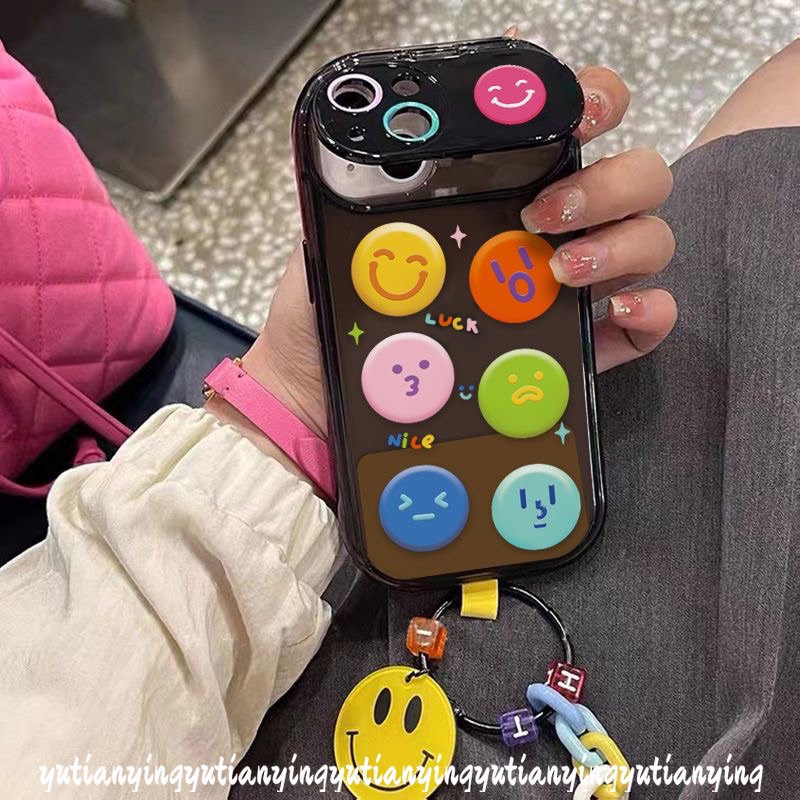 IPHONE Case Smiley Kartun Lucu Kompatibel Untuk Iphone11 13 12 14 Pro Max 11 Pro Max XR 78 Plus X XS Max SE 2020 Flip Make Up Cermin Ponsel Belakang Full Cover