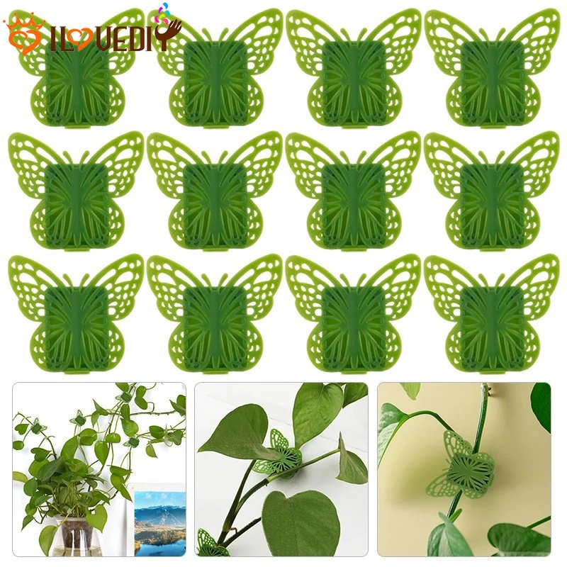 10pcs Self-adhesive Butterfly Shaped Fixture Mudah Dipasang Penahan Hias Tanaman Rambat Dinding Mendaki Memperbaiki Klip Garis Data TV Cords Holder Clamp Untuk Kamar Taman Kantor