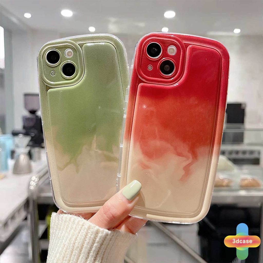 IPHONE Kompatibel Untuk Iphone6 7 6S 8 14 Plus XR 11 12 13 14 PRO MAX X XS MAX 11 12 13 SE 2020 6SPlus 7Plus 6Plus 8Plus 14Plus Pink Hijau Bantalan Udara Puffer Perlindungan Lensa Soft Case