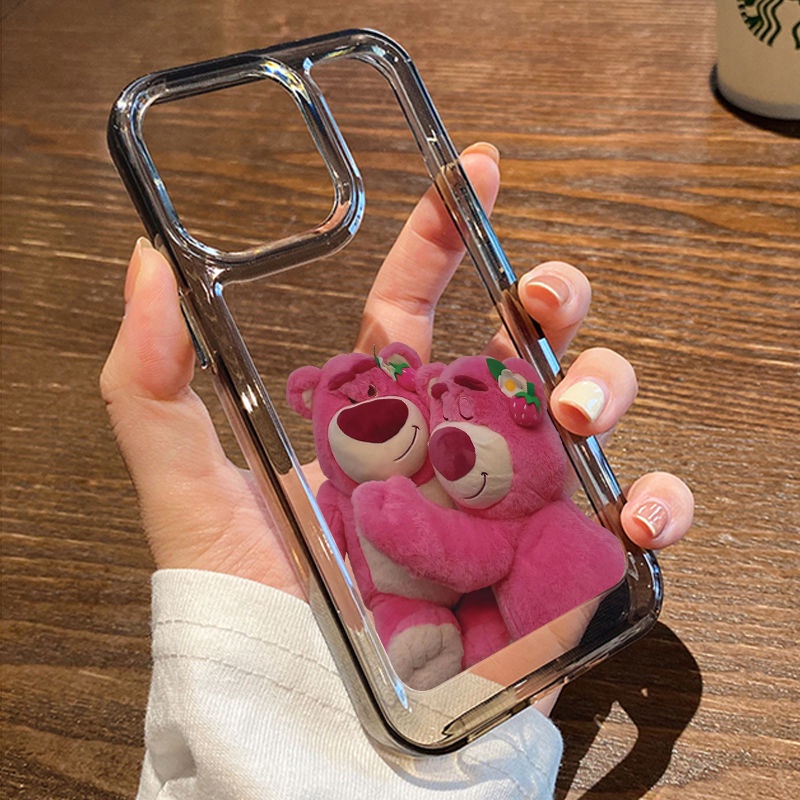 IPHONE Cute Couple Bear Soft Case Kompatibel Untuk Iphone14 11 13 12 Pro XS Max Casing Ponsel XR X8 7 6S Plus Silikon Transparan TPU Shockproof Cover