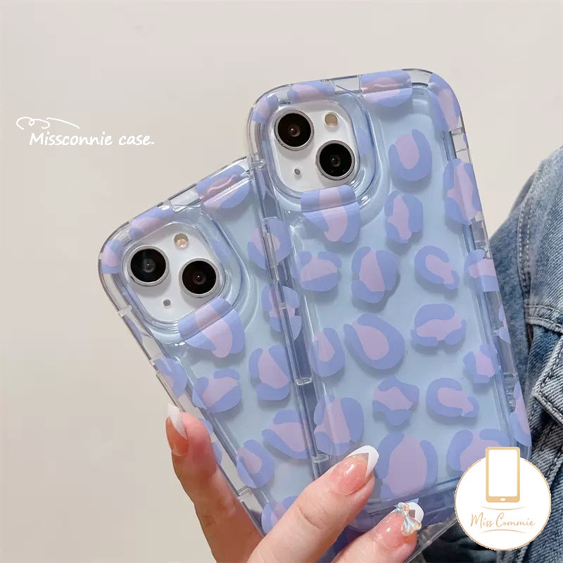 Ins Fashion Case Motif Leopard Ungu Realme C53 C55 C30 7i C17 9i C35 C20A C25s C15 C25Y C12 C33 C21Y C20 C25 C11 Realme 5 6i 5i 5s C3 C11 2021 C1 C2 Bening Shockproof Airbag Cover