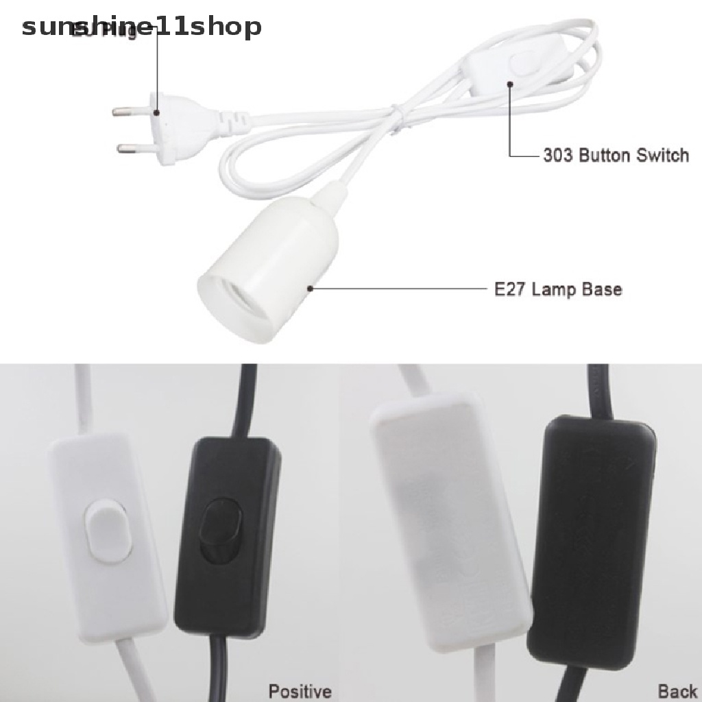 Sho Kabel Kabel Listrik Plug EU E27 Lamp Base Holder With Switch Wire Untuk Bohlam N