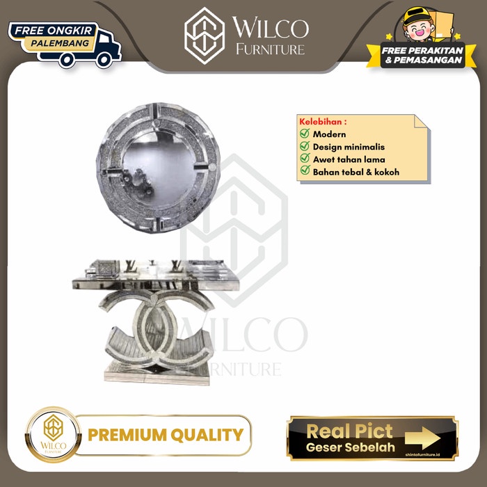 Meja Konsul + Kaca Hias / Meja Konsul Ruang Tamu / Kaca Hias Mewah - Kaca