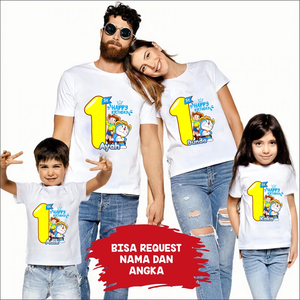 KAOS ULANG TAHUN / KAOS CUSTOM ULANG TAHUN / KAOS COUPLE KELUARGA ULANG TAHUN / SABLON NAMA ANAK ULA