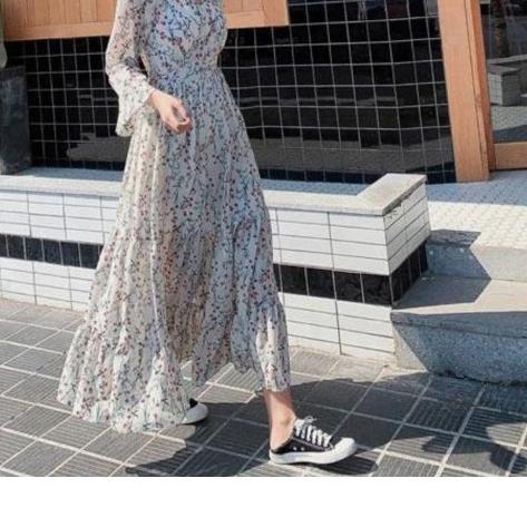 ✭ Tiered Floral Maxi Wrap Dress - Dress Casual Kasual / Daisy Dress Motif Bunga / Maxi Dress Flowy / Korean Dress Korea / Dress Pantai Beach / Big Size Dress Plus / Hijab Dress ✲