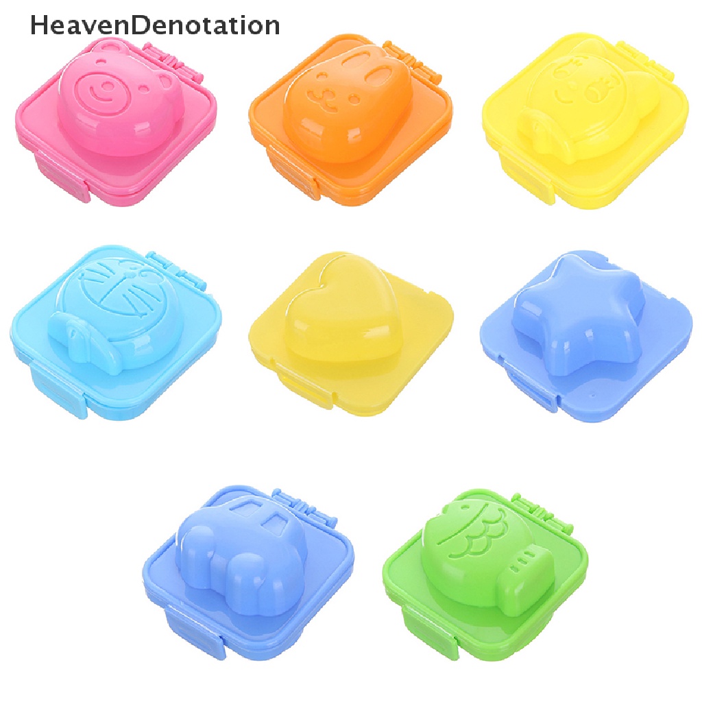 [HeavenDenotation] Cetakan Telur Lucu Kartun Bayi Rice Ball Mold 3D Egg Ring Bento Aksesoris Kelinci Beruang Ikan Telur Decorag Alat Dapur Gadget HDV