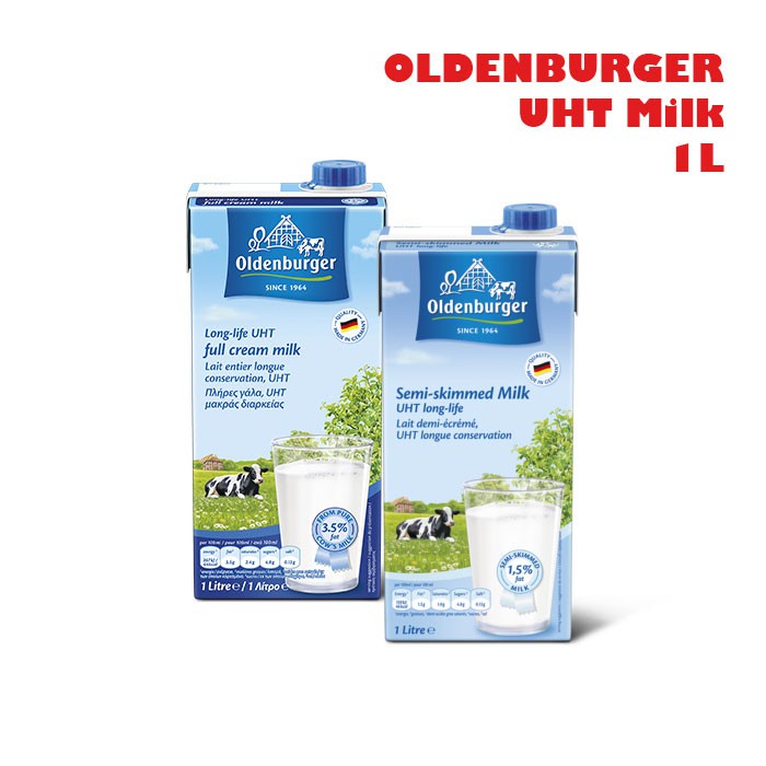 Susu / Milk Oldenburger UHT long-life 1 Liter / 1000 ml (Full Cream &amp; Semi Skimmed)