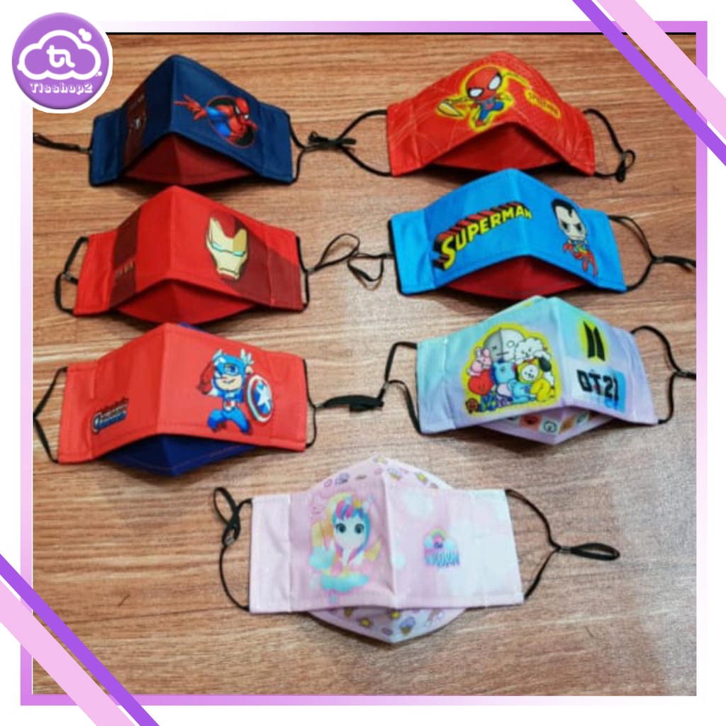 MASKER ANAK KARTUN 3D / MASKER  ANAK KPOP/ TIDAK LUNTUR DAN BERGARANSI ADA 9 VARIAN MOTIF