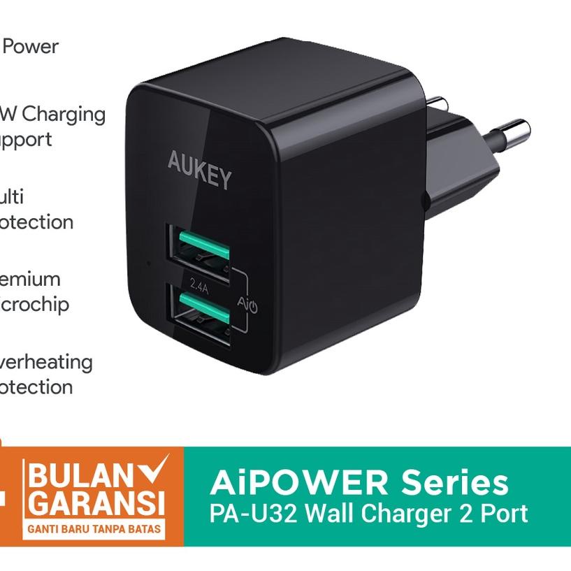 ⅎ Charger Aukey PA-U32 2 Port 12W with AiQ -  ➽