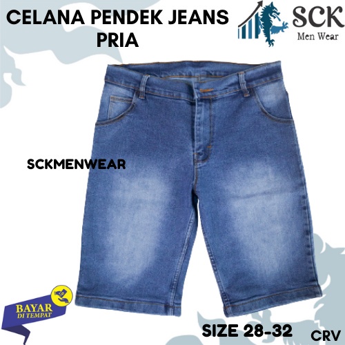 Celana Pendek Pria CRV Jeans KANCING Model Reguler Standar Polos size 28-38 JUMBO - sckmenwear GROSIR