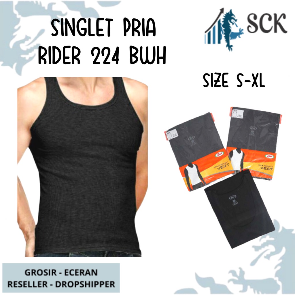 Kaos Dalam Pria RIDER 224 HITAM krah V / Kaos Blong RIDER T-Shirt Lifestyle R 224 Bwh Hitam - sckmenwear GROSIR