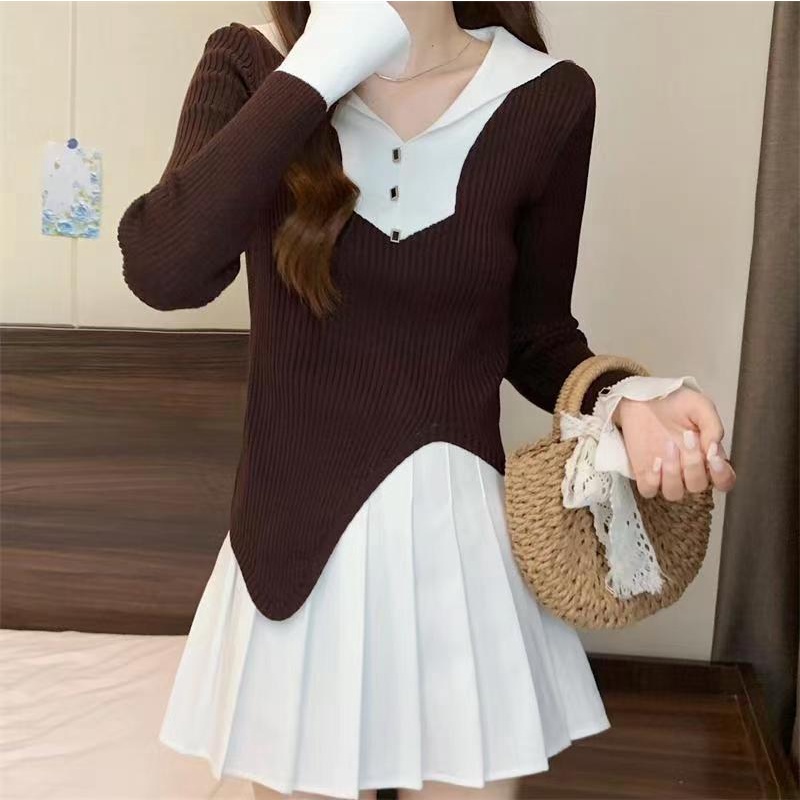 Atasan Rajut Panjang Korean Sweater Lucu Baju Inner Rajut Crop Top