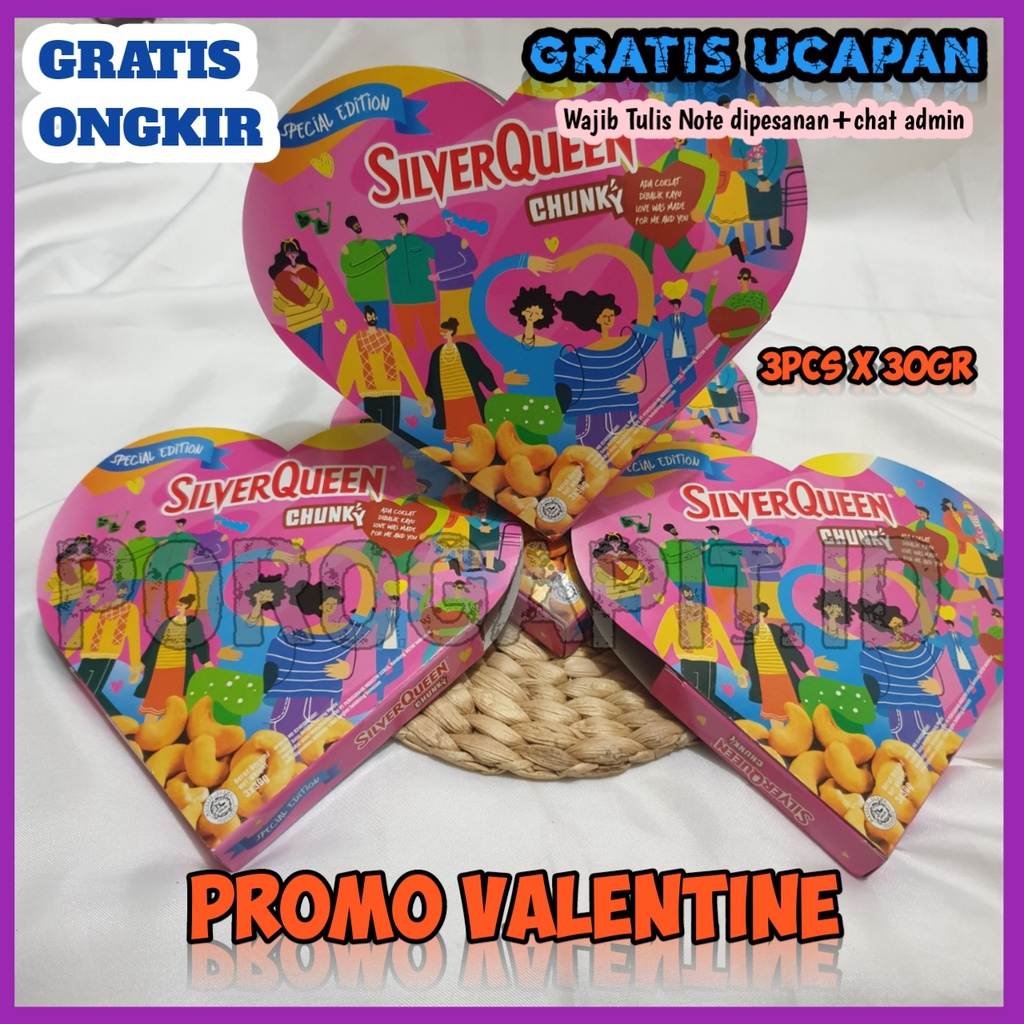 Silverqueen Beruang Bear Love Pack Silverquen Beli 1 Gratis 1 Chocolate Coklat Promo Valentine Day Hampers Kado Buy1Get1(2x58gr) , Chunky Love (3×30gr) Kemasan Promo Murah Grosir Bisa COD Surabaya Sidoarjo Malang