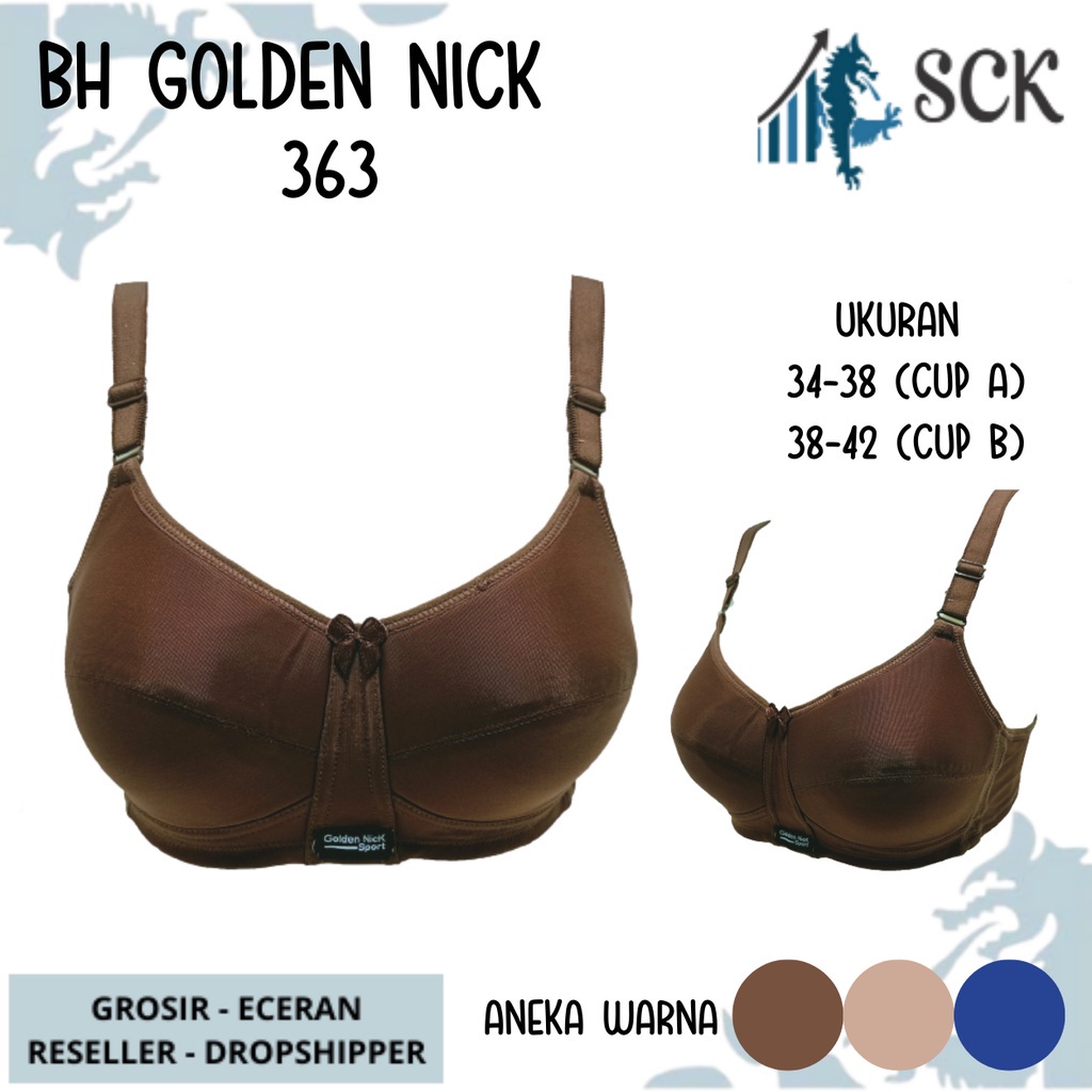 BH GOLDEN NICK 363 Kait 2 Ukuran 34-42 / BH HALUS Busa Tipis Tanpa Kawat / Pakaian Dalam Wanita - sckmenwear GROSIR