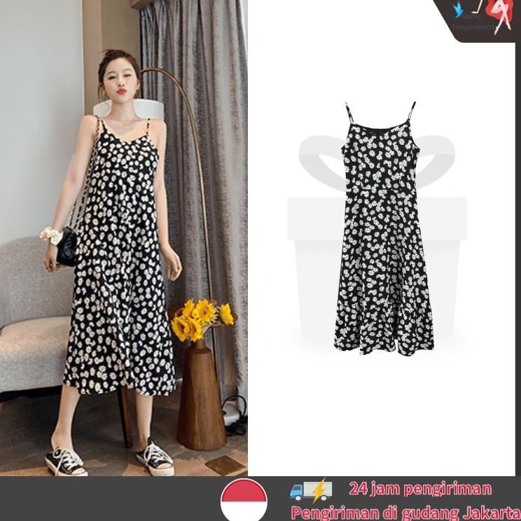 Terpercaya Rok plisket Daisy dress/Maxi dress/Long dress Rok panjang Dress polos panjang