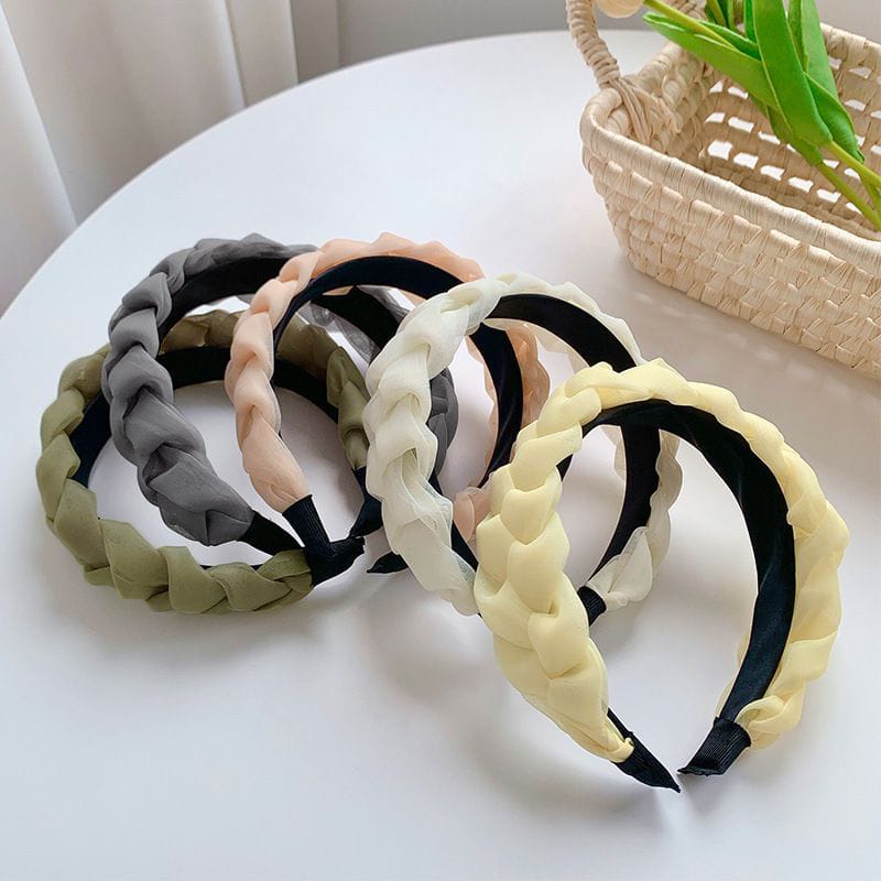 BBS B22 Bando Kepang Wanita Scrunchie / Korean Braided Headband / Bandana Nagita / Aksesories Satin Organza Korea Fashion Import Murah