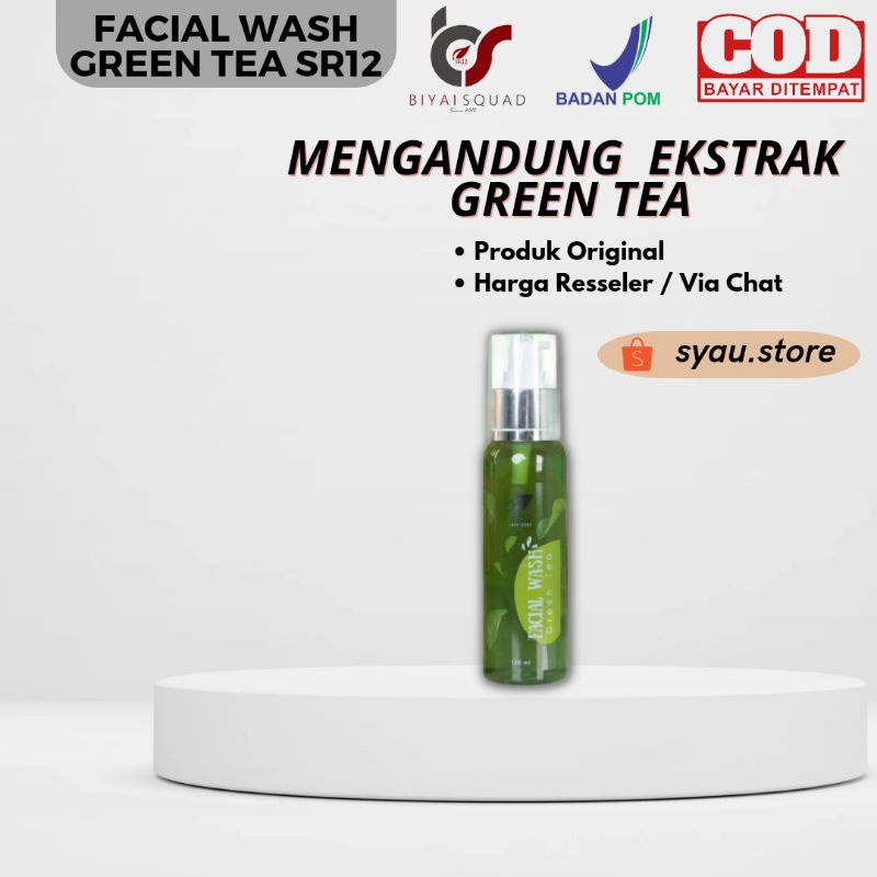 SABUN WAJAH GREEN TEA SR12 BPOM / MENCERAHKAN WAJAH / FACIAL WASH GREENTEA / SABUN SEMUA JENIS KULIT