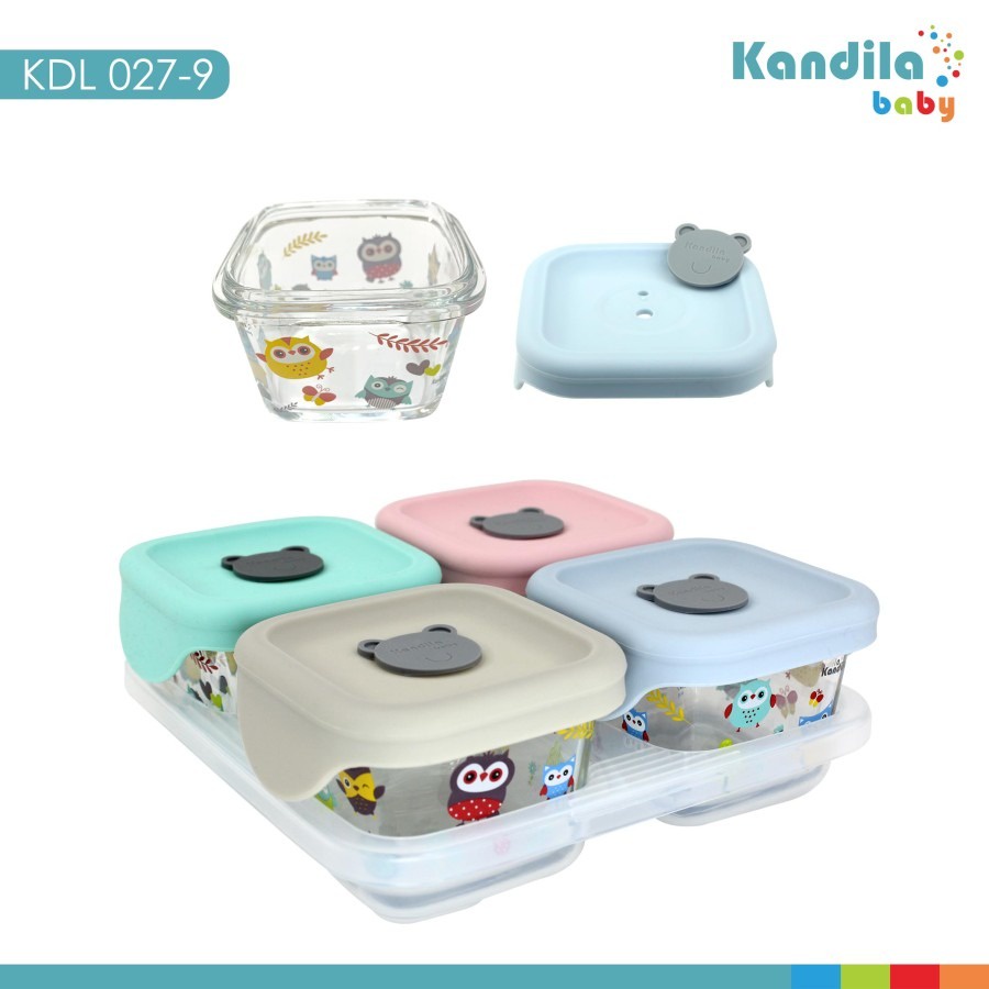 Kandila KDL027-9 Printed Glass Food Container with Silicone Cap 180ml