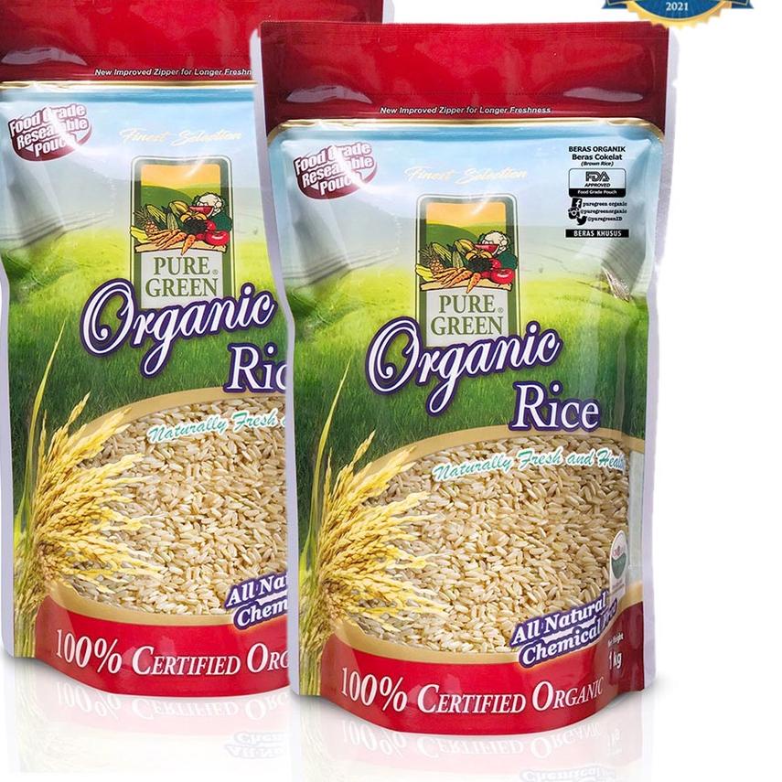 

✦ Puregreen Organic Rice Beras Organik Beras Coklat (Brown Rice) Paket 2 x 1 kg ⅎ