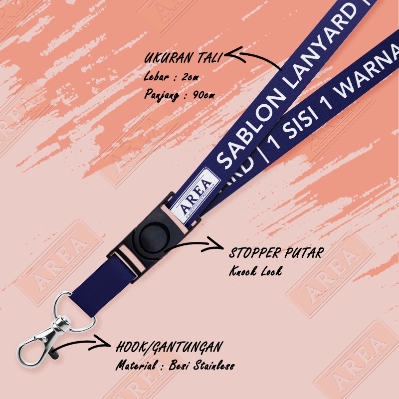 

lanyard Sablon 1 Warna 1 Sisi Custome/Lanyard Navy Sablon Custome
