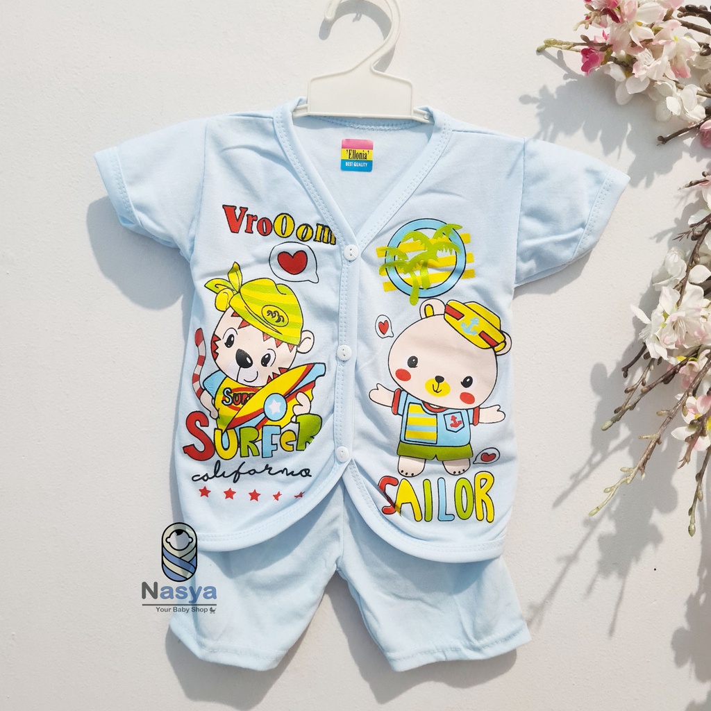 (EL-002) Setelan Baju Bayi kancing / Pakaian Laki Perempuan Unisex Murah untuk Newborn