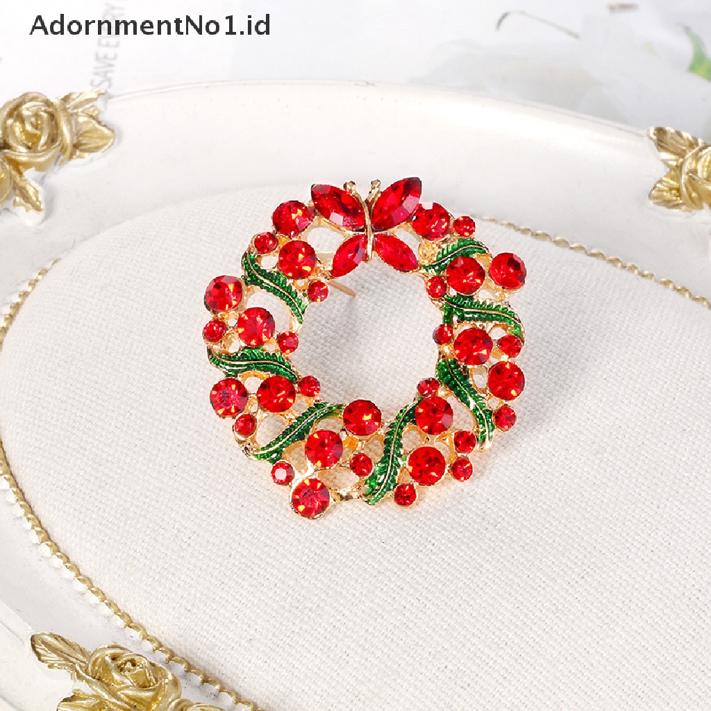 [AdornmentNo1] 1 Pcs Natal Bros Pin Berlian Imitasi Dicat Tetes Minyak Perhiasan Brooch [ID]