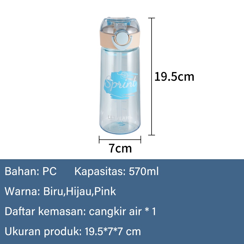 Letyeah &amp; Anantagt Botol Air Anak Sekolah Dengan Sedotan Anti Bocor 570ml/botol minum Olahraga Portable BPA FREE