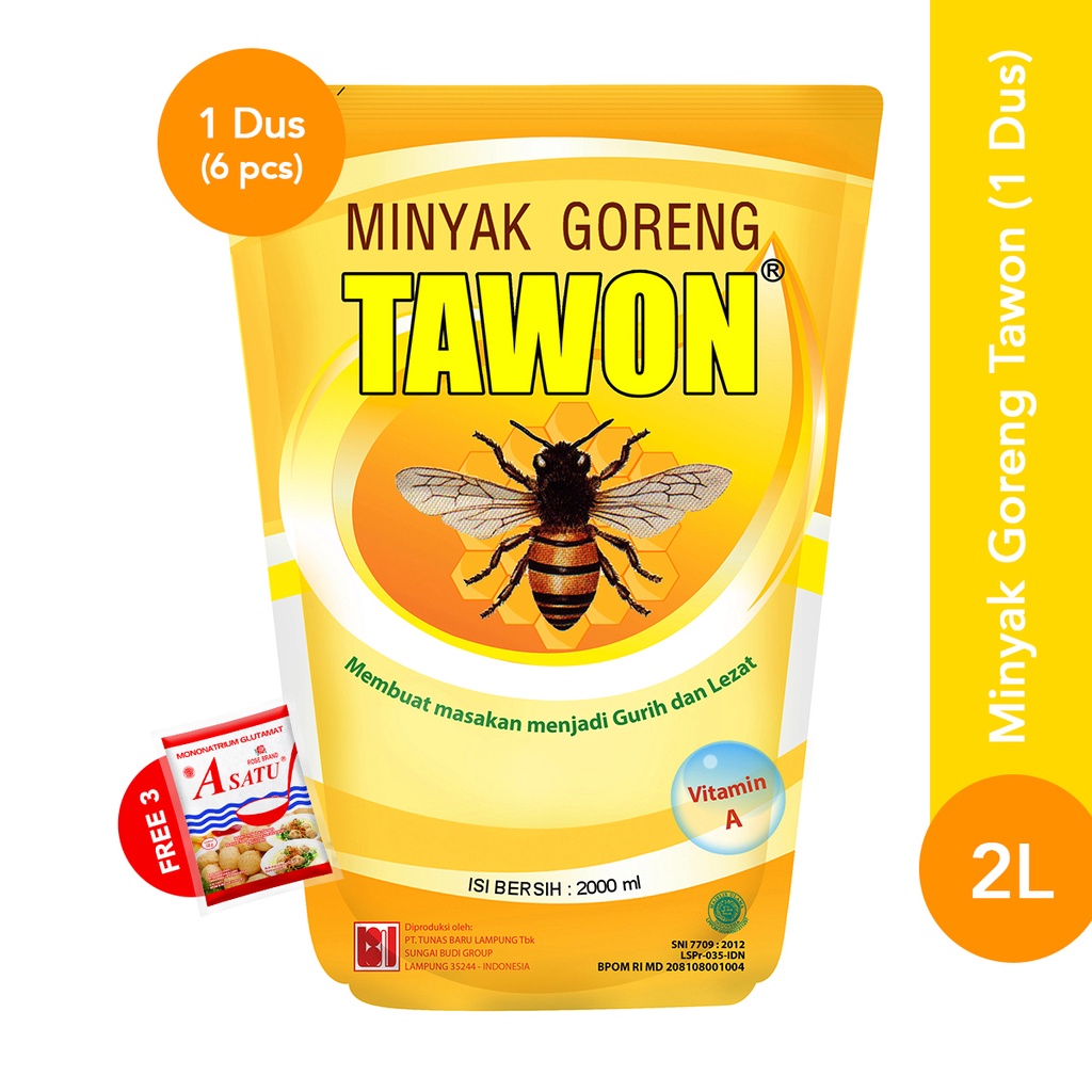 Rose Brand - Bundle Minyak Goreng Tawon 2 Liter (1 Dus) + Gratis (3 Pcs) MSG A Satu 50 Gram
