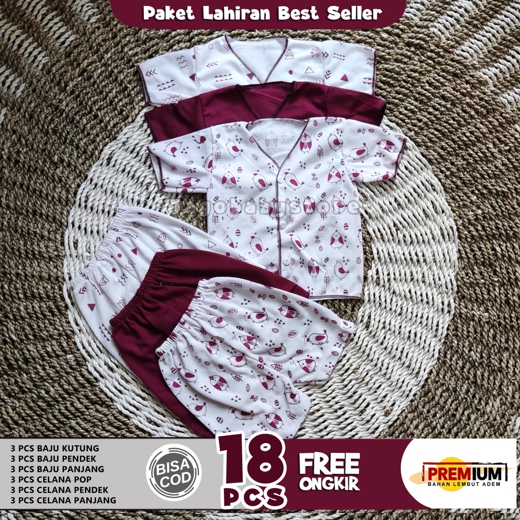 18 Pcs Paket Lahiran Baby Newborn Unisex Merah Maron Best Seller